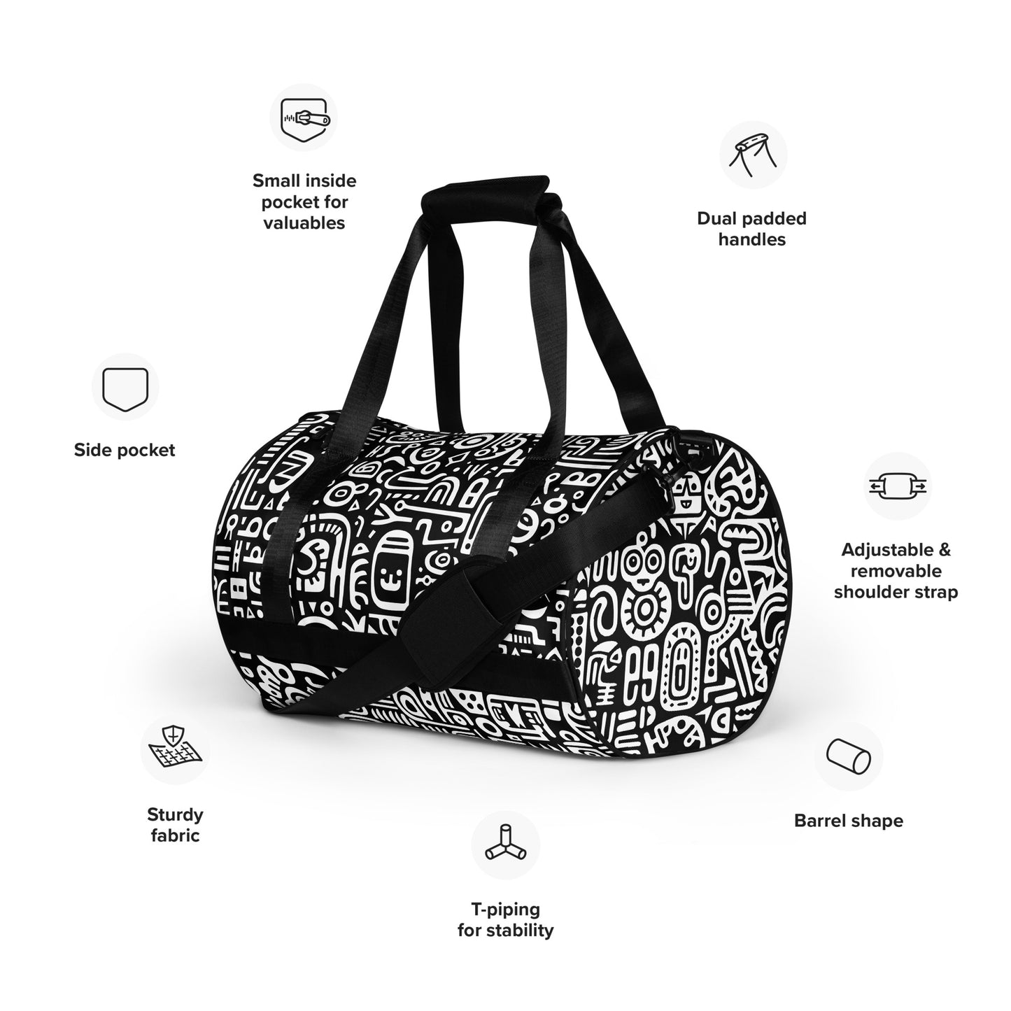 African Symbols All-over print gym bag || abasani