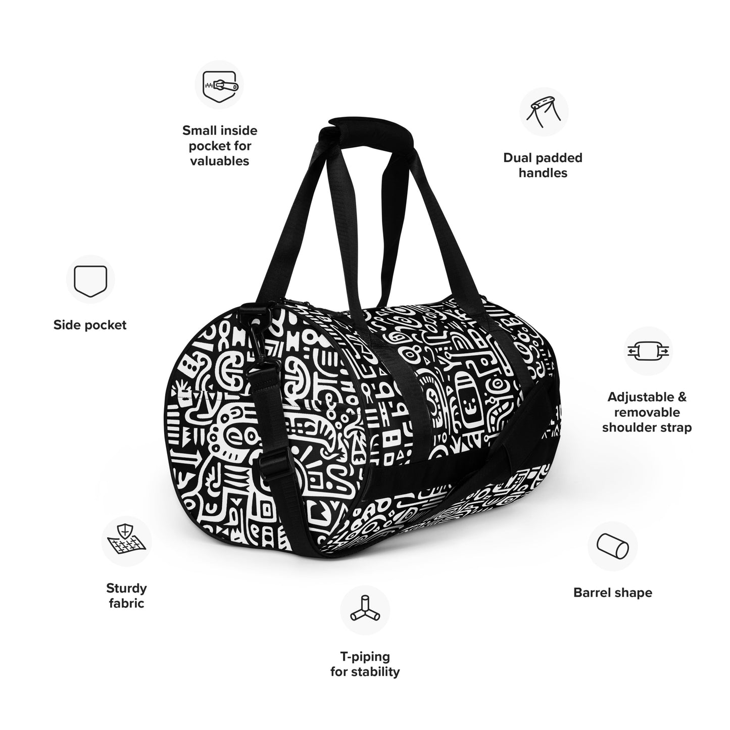 African Symbols All-over print gym bag || abasani