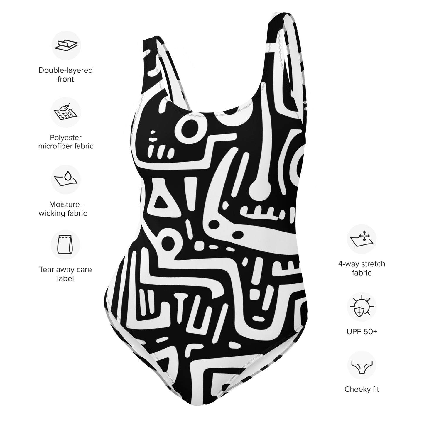 African Adinkra Symbols Inspired One-Piece Swimsuit || abasani