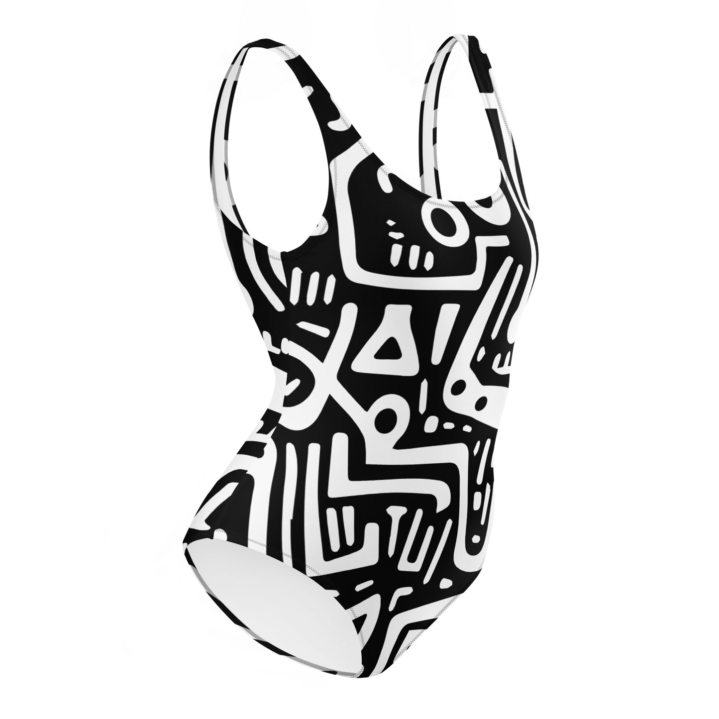 African Adinkra Symbols Inspired One-Piece Swimsuit || abasani