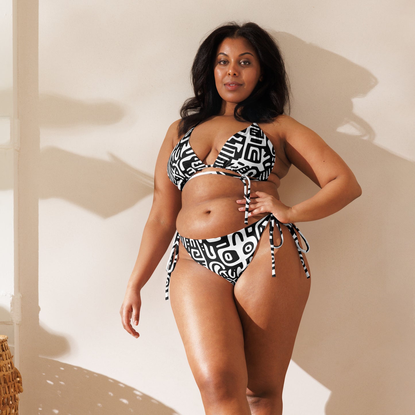 African Adinka Inspired Symbol All-over print string bikini || abasani