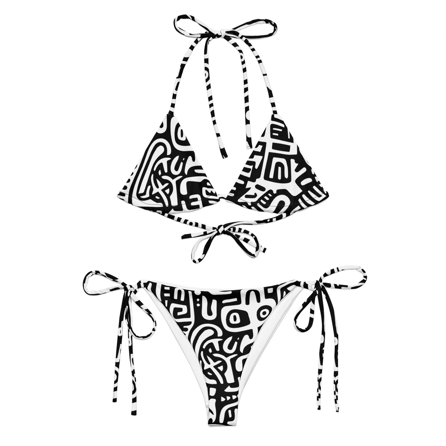 African Adinka Inspired Symbol All-over print string bikini || abasani