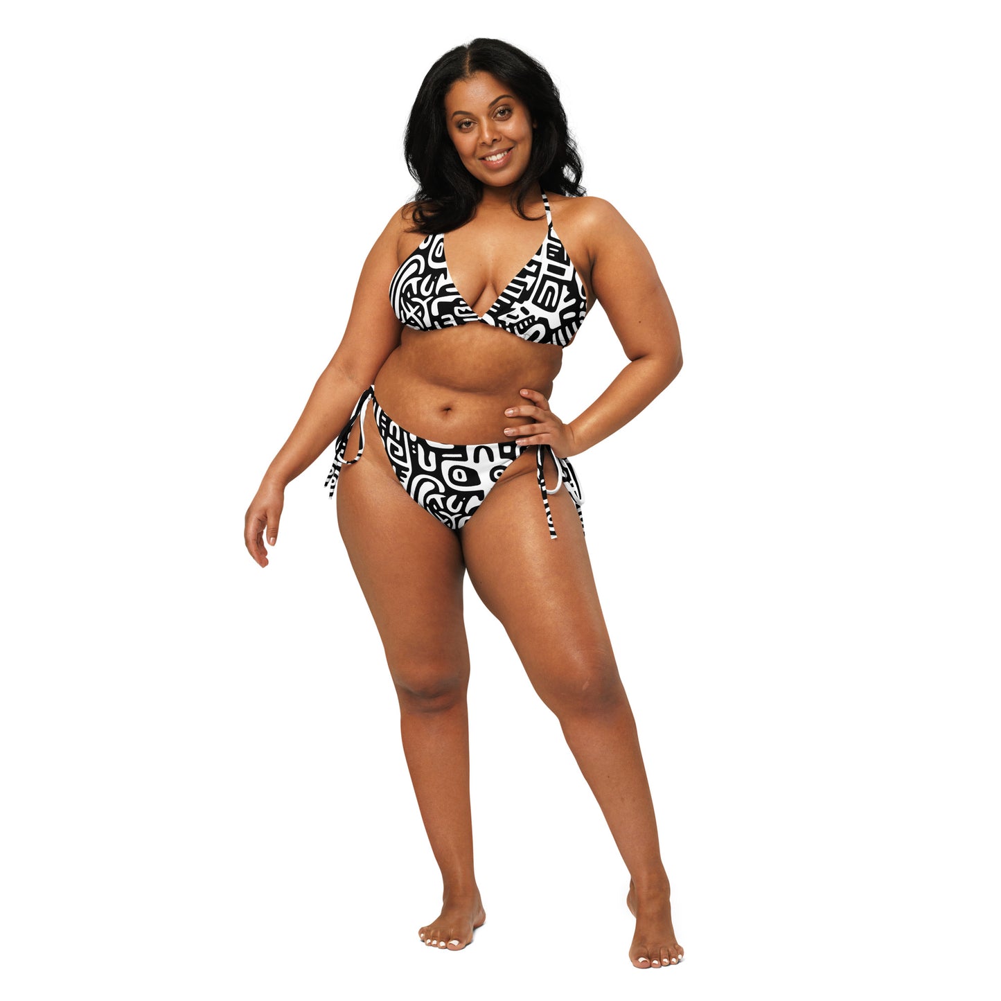 African Adinka Inspired Symbol All-over print string bikini || abasani