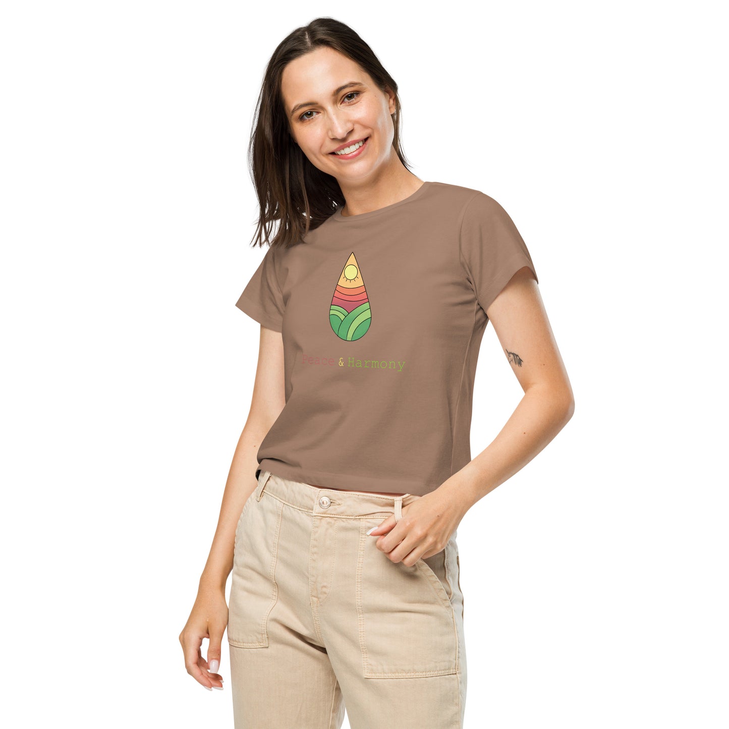 Tear Drop Landscape Women’s high-waisted t-shirt || abasani