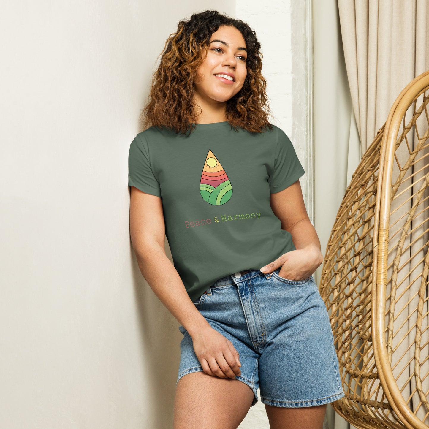 Tear Drop Landscape Women’s high-waisted t-shirt || abasani