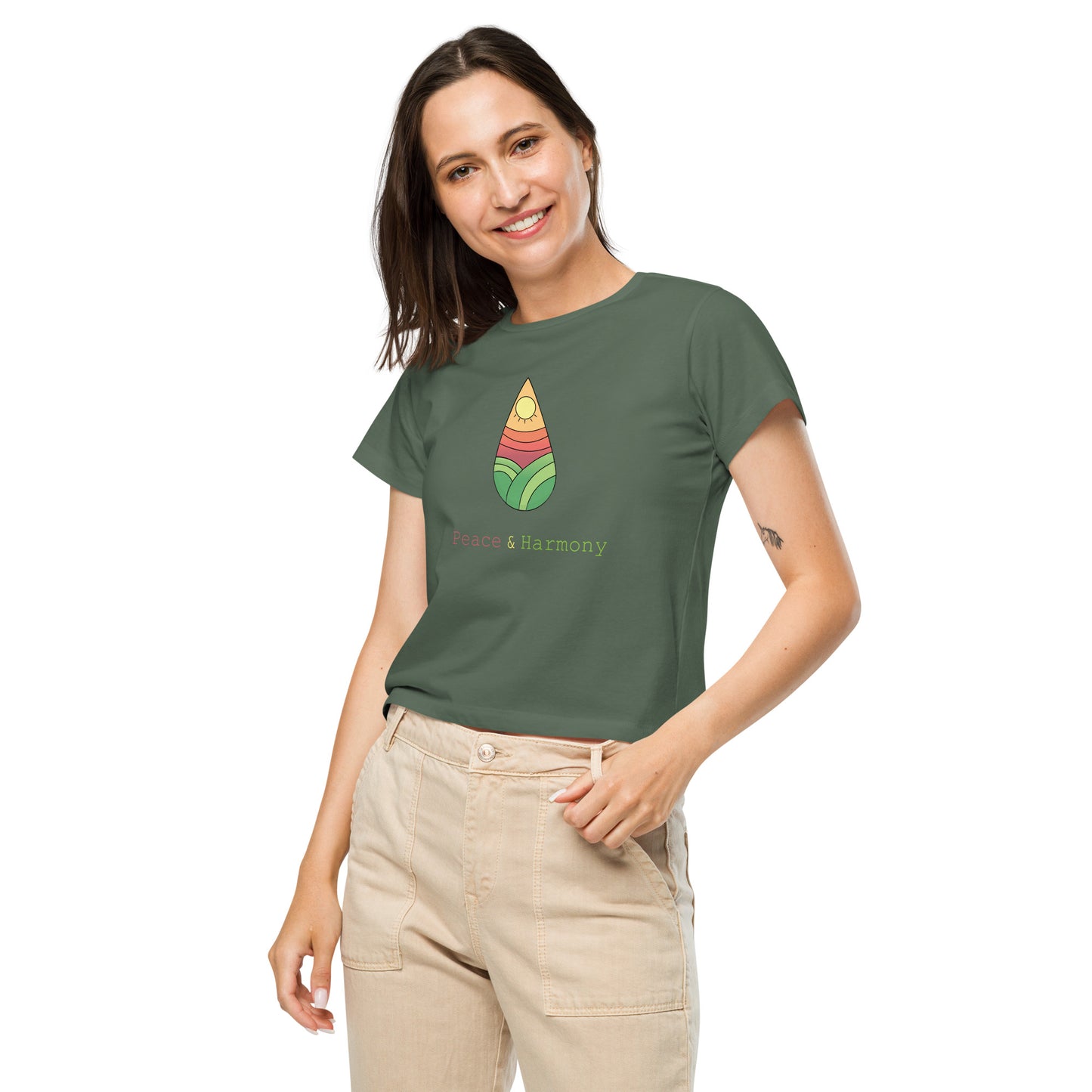 Tear Drop Landscape Women’s high-waisted t-shirt || abasani