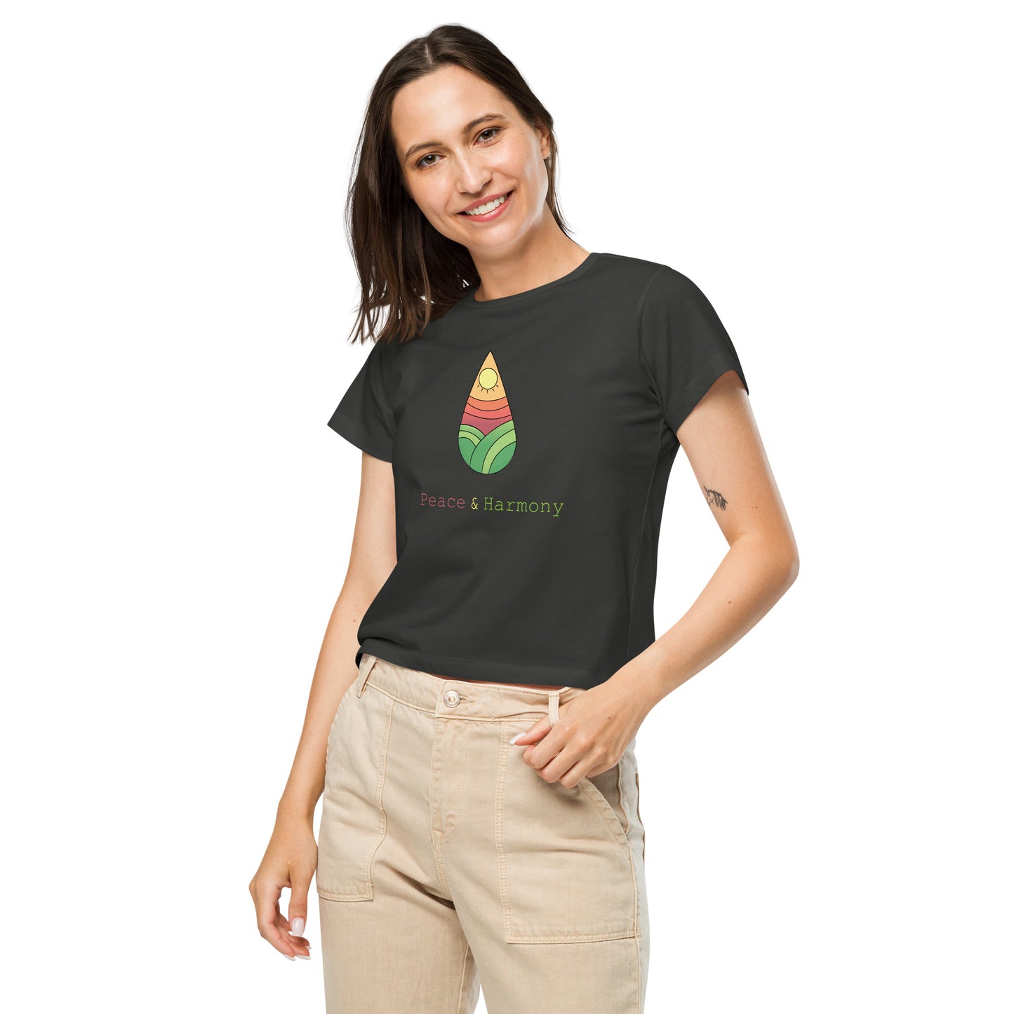 Tear Drop Landscape Women’s high-waisted t-shirt || abasani